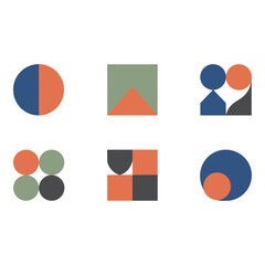 Collection of abstract geometric shapes in various colors