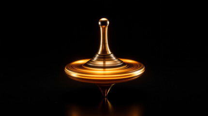 A mesmerizing golden spinning top in graceful perpetual motion inspiring wonder with vibrant light