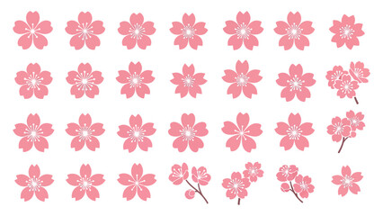 Simple pink cherry blossom flower vector icon set  © Uttpol Saha
