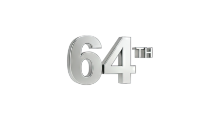 64th Anniversary Celebration - Silver Numbers on White Background