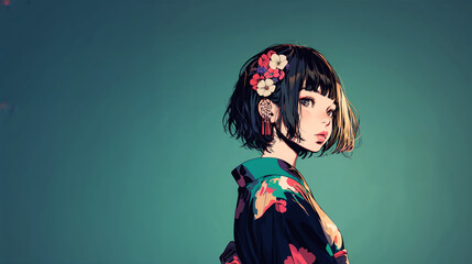 着物を着た若い女性