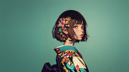 着物を着た若い女性