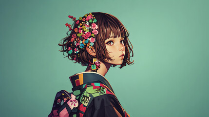 着物を着た若い女性