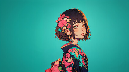 着物を着た若い女性