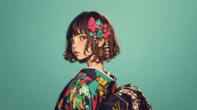 着物を着た若い女性