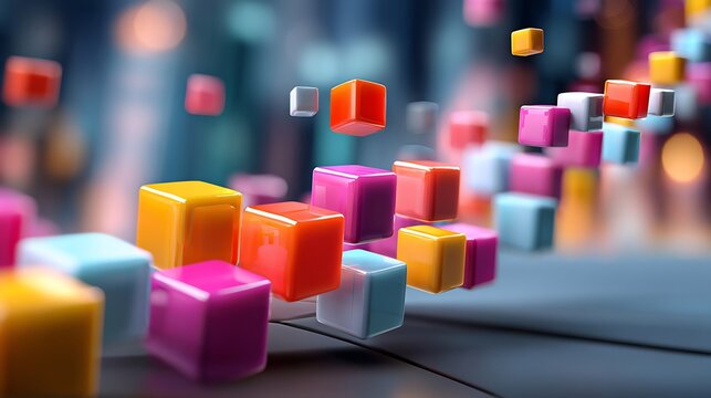 Business analytics background floating data shapes futuristic style - Powered by Adobe