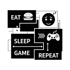 Graphic Illustration of Unhealthy Lifestyle Cycle.