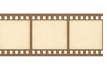 Vintage 35mm film strip frame on transparent background, offering space for design, retro photography and cinema concept