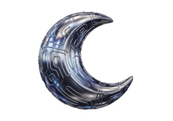 Shiny metallic crescent moon shaped balloon with intricate textures