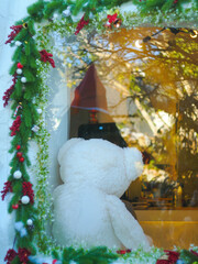 Christmas and new year holiday Christmas bear decorations in house