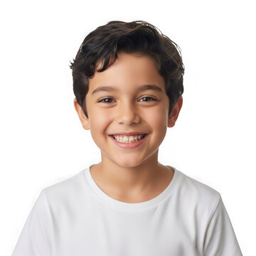 Young boy smiling happily isolated on transparent background