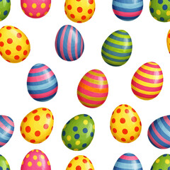 Colorful Easter Eggs Pattern with Stripes and Dots.