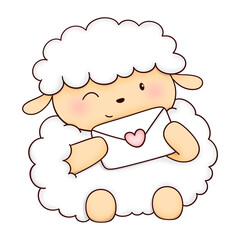 cute sheep with a love letter