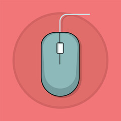 computer mouse flat illustration with solid background