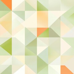 Obraz premium soft pastel geometric grid of triangles and squares in green, cream and peach with subtle gradients, serene minimal abstract pattern