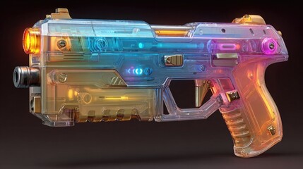 Neon style digital weapon concept art featuring glowing edges, futuristic design, vibrant colors perfect for game assets, NFT collections, and sci-fi projects.
