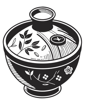 Japanese Chawanmushi Bowl Covered Steamer Illustration Clipart Vector