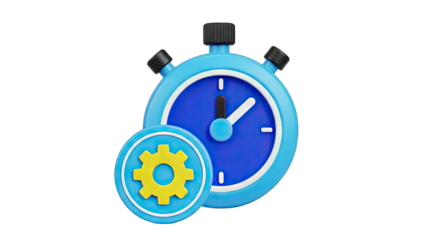 Stopwatch with Gear Icon: Time Management Concept