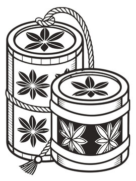 Traditional Japanese Sake Barrel Illustration Komodaru Clipart Vector