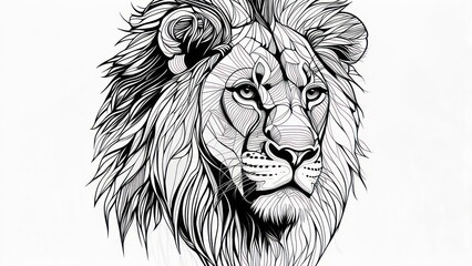 Majestic Lion Head Detailed Sketch Art.