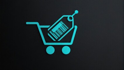 Shopping Cart with Barcode Tag Icon.