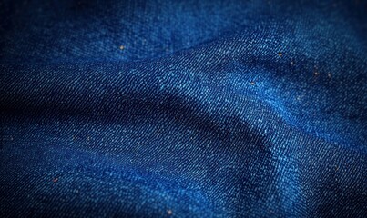 close-up of blue denim fabric showing woven threads, subtle brown flecks and soft folds, evoking a cozy rugged tactile feeling