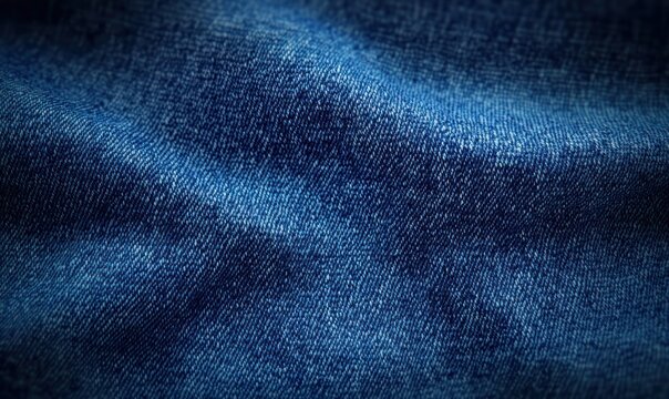 close-up of blue denim fabric with visible twill weave and soft folds evoking warmth and comfort