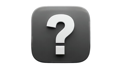 3D Question Mark Icon on Rounded Square