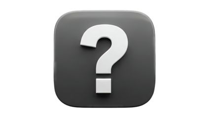 3D Question Mark Icon on Rounded Square