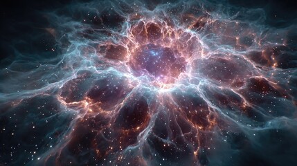 Neon supernova burst glowing with radiant electric shockwaves, vibrant cosmic explosion art in glowing neon for space visuals and digital design