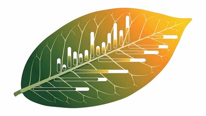 eco data analytics concept with colorful leaf and bar chart visualization symbolizing sustainable growth and green business reporting