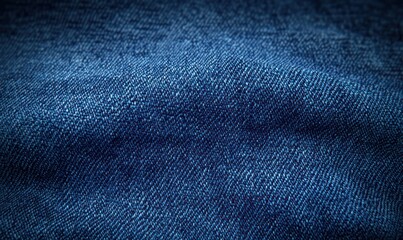 close-up of blue denim fabric showing diagonal twill weave, visible threads and gentle folds, evoking a rugged casual cozy feeling