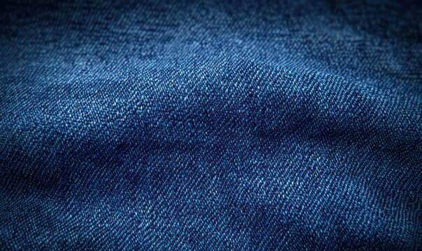 close-up of blue denim fabric showing diagonal twill weave, visible threads and gentle folds, evoking a rugged casual cozy feeling