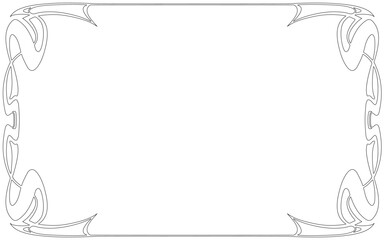 モノクロの手描き装飾枠。白に黒縁。