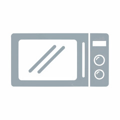 Modern kitchen appliance, simple clean icon of a microwave oven with a reflective door, symbolizing quick cooking, reheating food, and convenient meal preparation for busy lifestyles