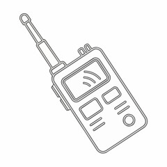 Outline vector icon of a classic handheld walkie-talkie radio device, perfect for conveying instant communication, outdoor adventures, or professional coordination in a clear, versatile graphic design