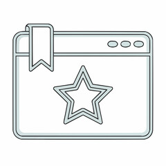 Web Browser Window with Bookmark and Star Icon Illustrating a Favorite Website or a Top-Rated Online Resource for User Engagement and Content Discovery