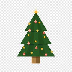 Christmas tree in flat style with decoration for Christmas