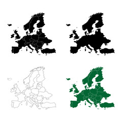 Europe map isolated on white background