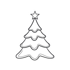 Fototapeta premium Elegant Christmas Tree Outline with Star Topper Illustration.