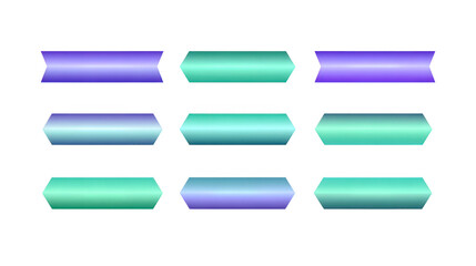 Fototapeta premium Gradient arrow set blue and green glossy isolated on transparent background modern vector infographic direction navigation digital abstract design