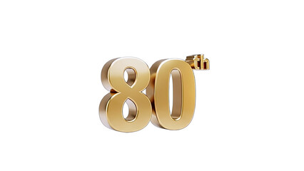 Golden 80th Anniversary Celebration on White Background