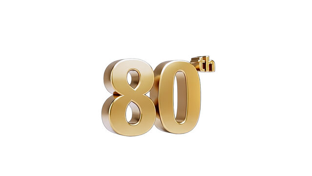 Golden 80th Anniversary Celebration on White Background - Powered by Adobe