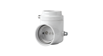 White electrical outlet isolated on transparent background viewed from the front