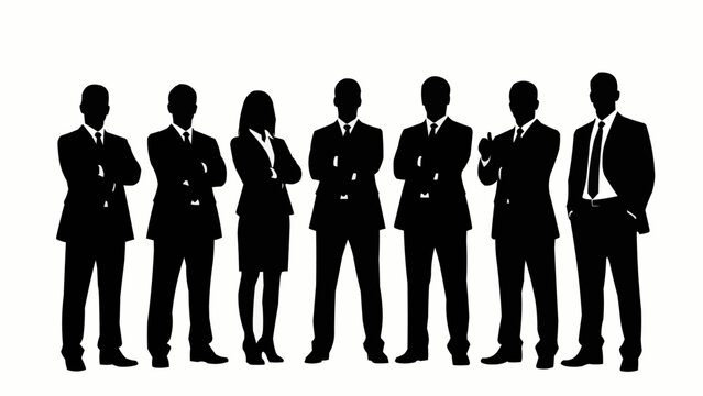 Silhouette of a diverse business team standing together confidently. - Powered by Adobe
