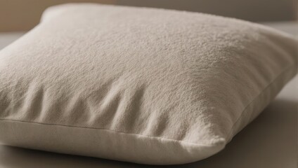 Obraz premium Close up of a soft textured pillow on a neutral background.