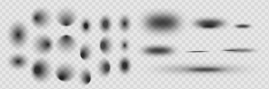 Vector shadows isolated. Set of round and square shadow effects.