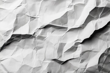 Fototapeta premium crumpled white paper sheet with deep creases and soft shadows, abstract monochrome texture conveying frustration and tactile imperfection