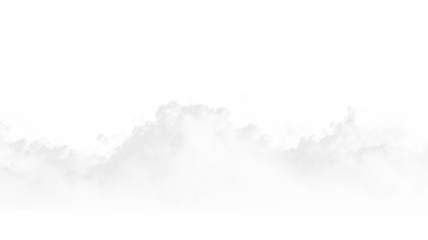 Cloud formation on a transparent background with soft edges and varying depths seen in a digital scene