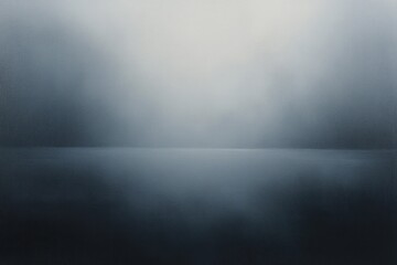 Fototapeta premium misty horizon over a calm glassy sea with soft overcast sky, tranquil and contemplative mood